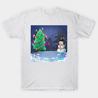 christmas with snowman and gifts T-Shirt